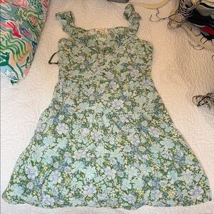 Monteau Green and Blue Floral Kids Dress